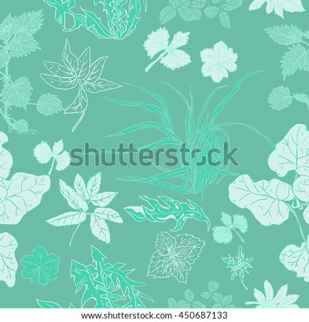 Grass seamless pattern shades of mint