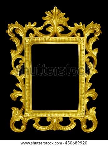 Gold vintage picture frame isolated