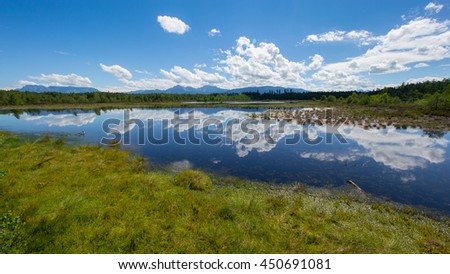 Panoramic view of a small lake in Bavaria (Germany).