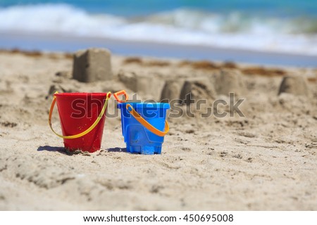 kids play on sand beach concept
