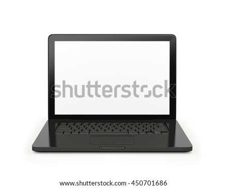 Laptop with a blank screen, isolated on white background. .3d illustration
