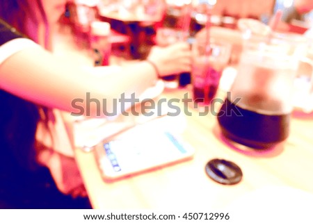Blurred image of restaurant, bokeh background.