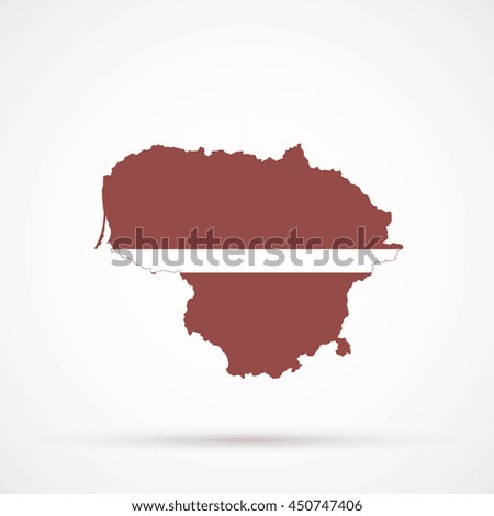 Map of Lithuania in Latvia flag colors