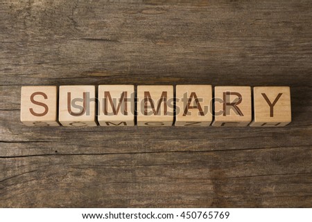SUMMARY word on wooden cubes Royalty-Free Stock Photo #450765769