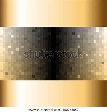 Vector illustration of Gold ribbons. The squares on a black background.
