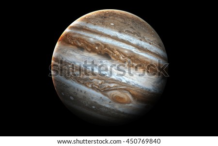 Jupiter - High resolution 3D images presents planets of the solar system. This image elements furnished by NASA Royalty-Free Stock Photo #450769840