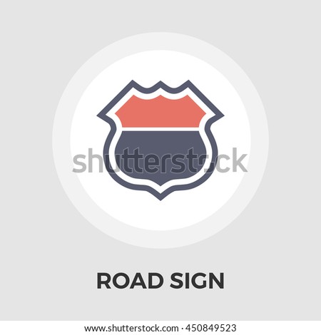 Road sign flat icon isolated on the white background.