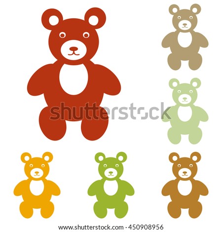 Teddy bear sign illustration. Colorful autumn set of icons.