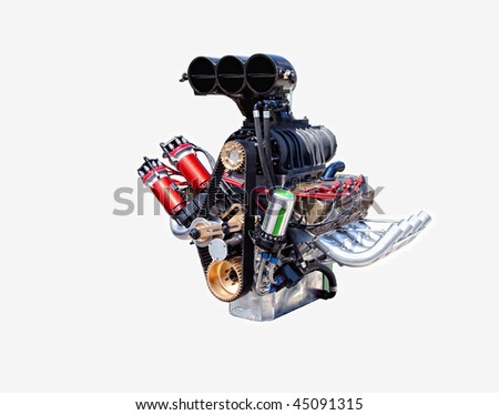 A racing engine isolated on a white background. Royalty-Free Stock Photo #45091315