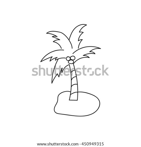Palm tree doodle icon illustration vector