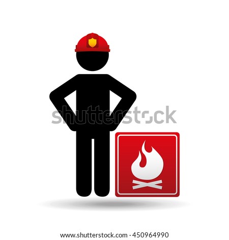 firefighter job with fire icon, vector illustration