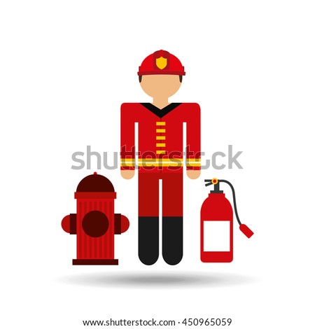 firefighter job wirh Fire hydrant icon, vector illustration