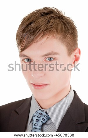 portrait friendly business man on a white background