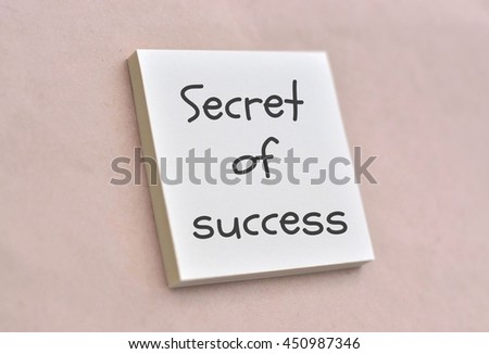 Text secret of success on the short note texture background
