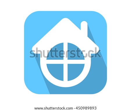 blue window house housing home residence residential real estate image vector icon