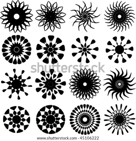 16 vector ornaments (black flowers)