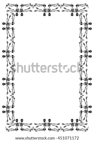 Vertical frame with skeleton. Vector clip art.