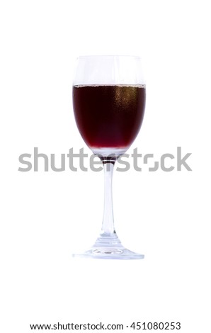 Red wine or grape juice in a glass isolated on white background