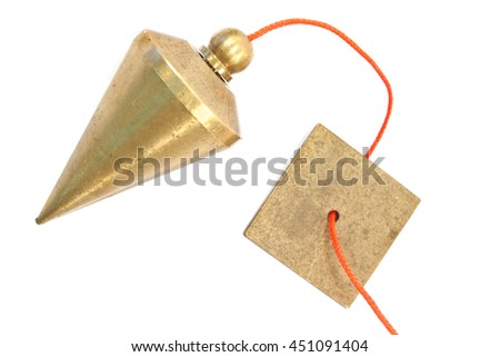 Vertical plumb bob isolated on white 