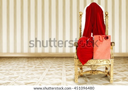 golden chair and few sack 
