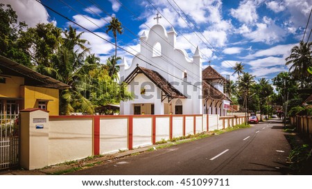 St. George Marthoma Church on the streets of Kochi, India. Royalty-Free Stock Photo #451099711