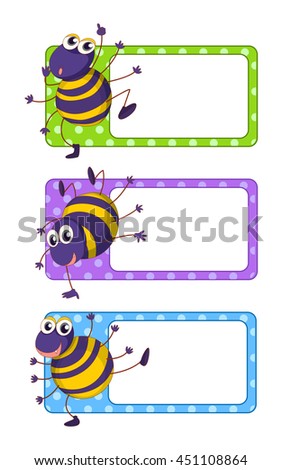 Square tags with happy spiders illustration