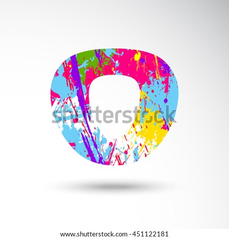 O Alphabet with colors splash style on grungy vector illustration