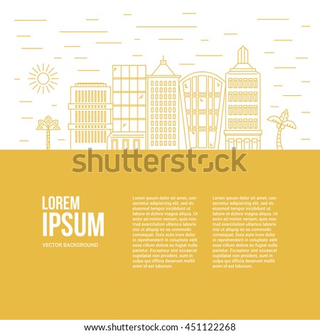 Illustration of office buildings - cityscape made in trendy line style vector. Modern city skyline. Office buildings - graphic element for real estate or construction company. Modern life concept. 

