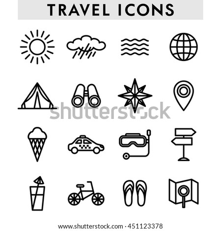 Set of icons on a theme travel and tourism.