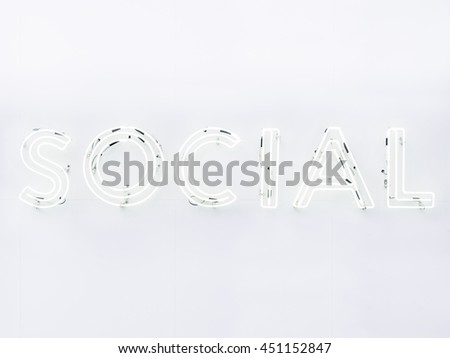 Social Media Type font Neon sign light Signage on wall Front side