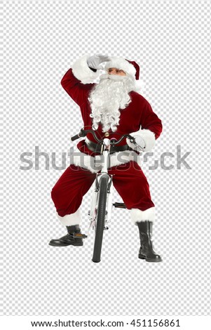 high resolution image of a saved path of white bike and santa claus 