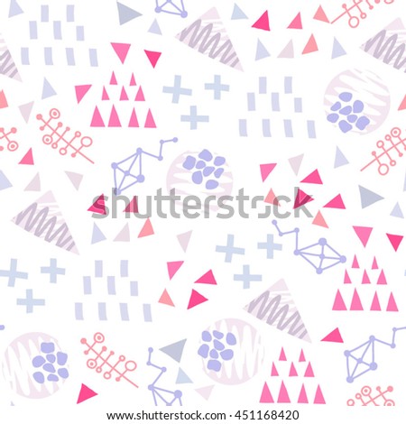 Vector graphic pattern of abstract elements in bright colors.