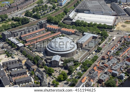 Aerial view of prison DE KOEPEL in Haarlem, Netherlands