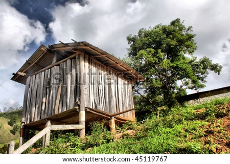 small wooden house on a farm for rudimentary tools