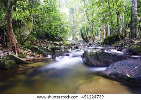 Little waterfall in forest,select focus with shallow depth of field:ideal use for background.