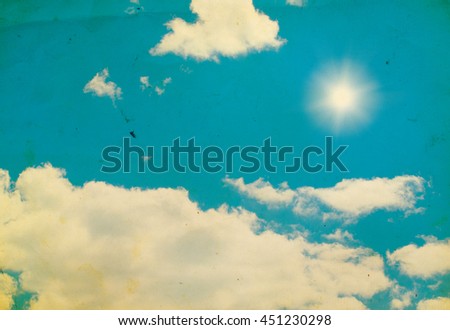 grunge white fluffy clouds in the blue sky