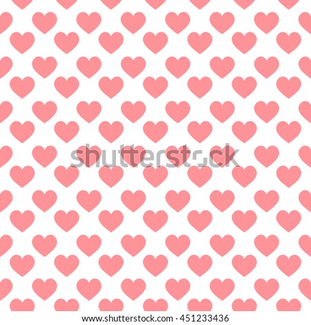 Seamless striped hearts on white background
