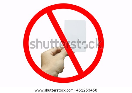 Ben symbol,hand hold blank business card on white background