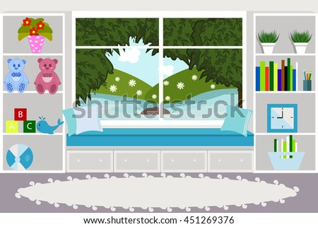 The interior of the living room. Children's games room vector illustration