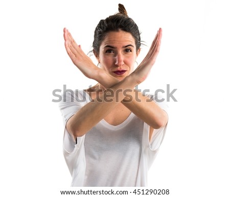 Girl doing NO gesture