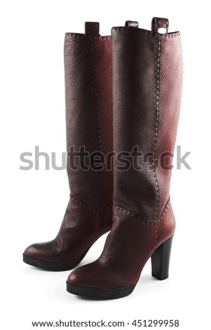 leather female boots isolated on white background