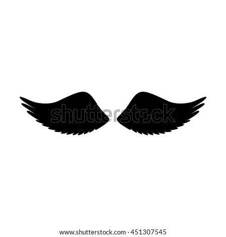 Angel or bird wings silhouette. Vector illustration isolated on white background. Monochrome icon.