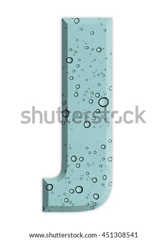 Beautiful alphabet on drop of water and on white background