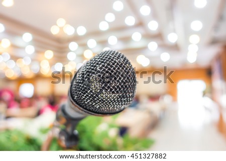 Old Black microphone in conference room
