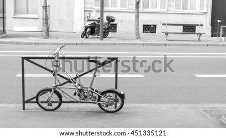 Bike standing on the street in Paris