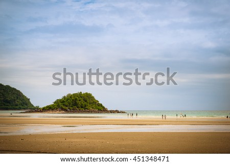 Nature beautiful Sand beach background which including of sea sand sky and summer day. - Vintage Tone