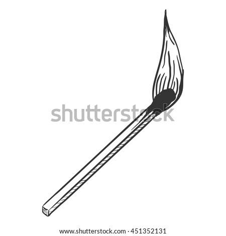 Vector Single Sketch Burning Matchstick