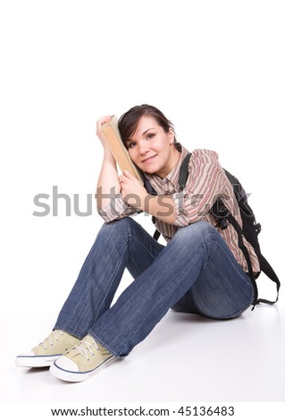  young attractive  student. over white background
