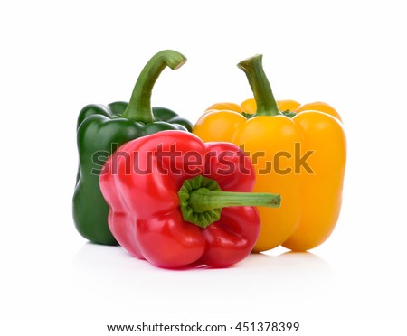 pepper sweet red,green and yellow isolated on a white background
