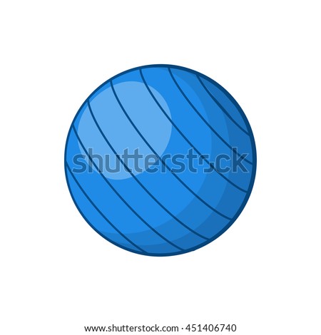 Blue volleyball ball icon in cartoon style isolated on white background. Sport symbol